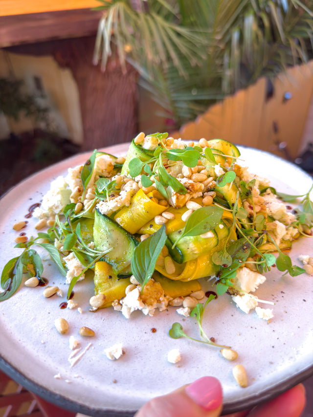 Zucchini Ribbon Salad with Feta and Pine Nuts