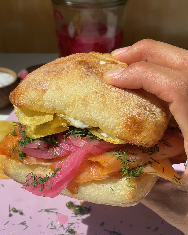 Smoked Salmon EVOO Potato Chip Sandwich