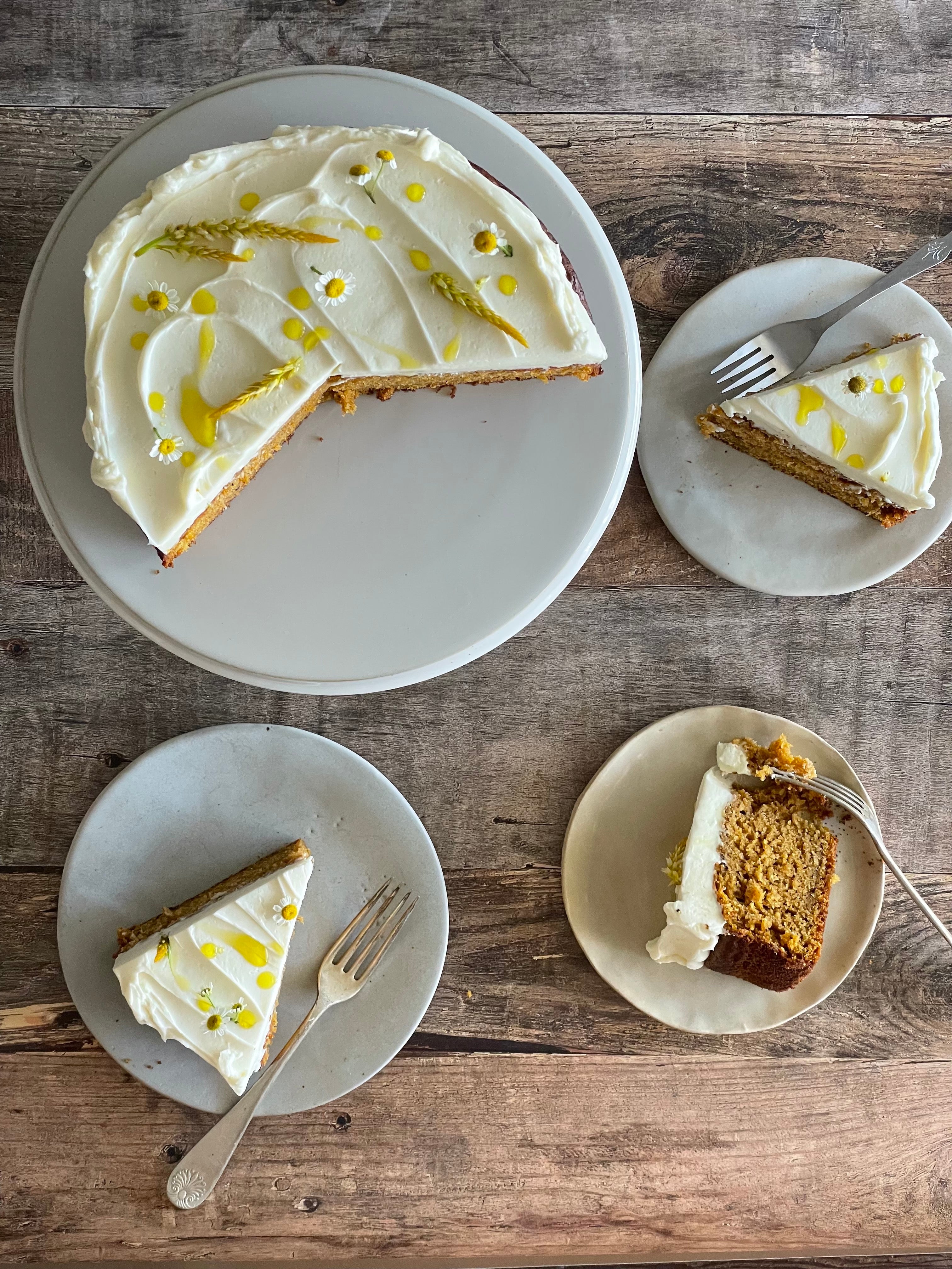 Pumpkin Olive Oil Cake with Cream Cheese Mousse