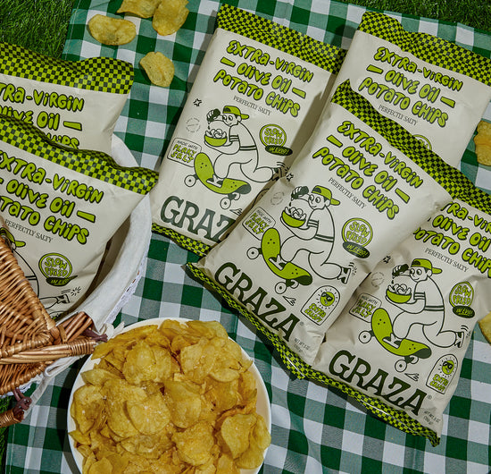 Extra virgin olive oil potato chips graza