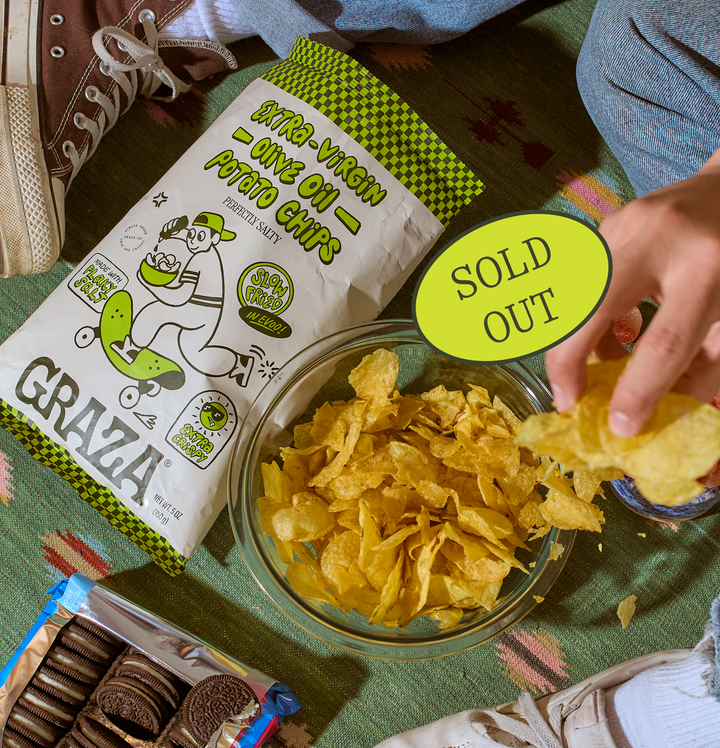Extra virgin olive oil potato chips graza